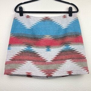 American Eagle Women's 12 Tribal Wool Blend Mini Skirt Southwestern Aztec Print
